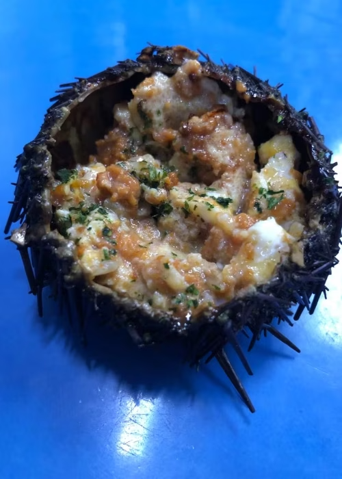 Restaurante Maluquer Quattro erizo de mar relleno en Valencia